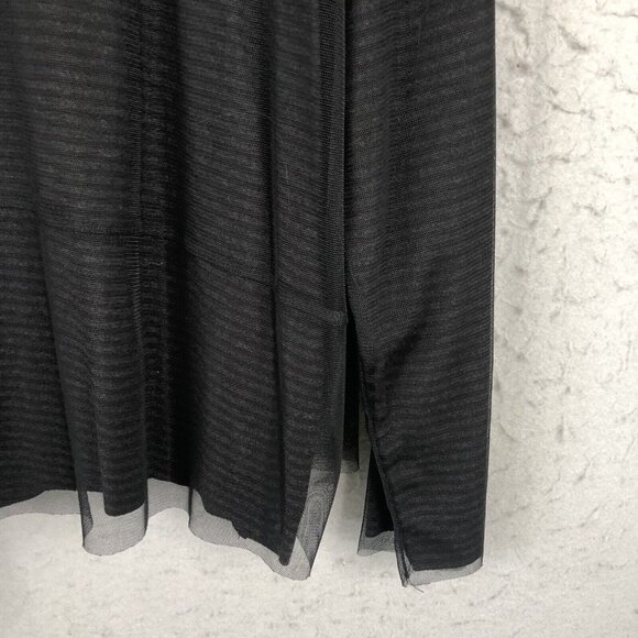 Luukaa Top Women 14 Black Stripe Mesh T Lagenlook Layered Whimsigoth Drapey - Picture 10 of 15